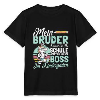 Kindergarten Start Geschwister Bruder Geschenk - Stanley/Stella Kinder T-Shirt MINI CREATOR  - Schwarz - Vorne - Mikhail (115cm)