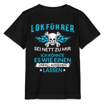 Lustiger Lokführer Eisenbahn Unfall Aussehen - Stanley/Stella Kinder T-Shirt MINI CREATOR  - Schwarz - Vorne - Mikhail (115cm)