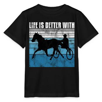 Life is better with Harness Racing Trotting Trot - Stanley/Stella MINI CREATOR Kids’ T-Shirt - black - Front - Mikhail (115cm)