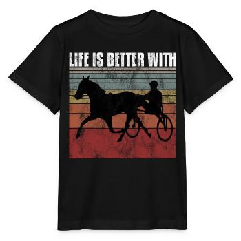 Life is better with Harness Racing Trotting Trot - Stanley/Stella MINI CREATOR Kids’ T-Shirt - black - Front - Mikhail (115cm)