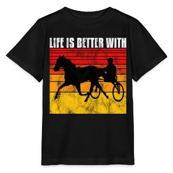 Life is better with Harness Racing Trotting Trot - Stanley/Stella MINI CREATOR Kids’ T-Shirt - black - Front - Mikhail (115cm)