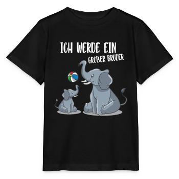 Ich werde großer Bruder Schwanger Baby Geschenk - Stanley/Stella Kinder T-Shirt MINI CREATOR  - Schwarz - Vorne - Mikhail (115cm)