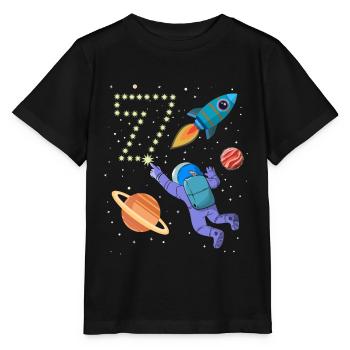 Astronaute de fusée 7 ans 7th Birthday Space - T-shirt bio MINI CREATOR Stanley/Stella Enfant - noir - Devant - Mikhail (115cm)