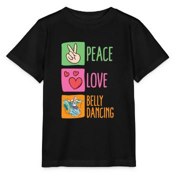 Peace Love Danse du ventre pour danseuse du ventre - T-shirt bio MINI CREATOR Stanley/Stella Enfant - noir - Devant - Mikhail (115cm)