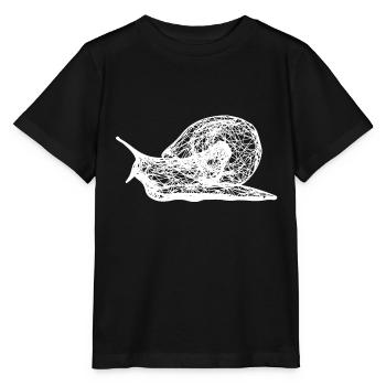 A white snail crawls through nature - Stanley/Stella MINI CREATOR Kids’ T-Shirt - black - Front - Mikhail (115cm)