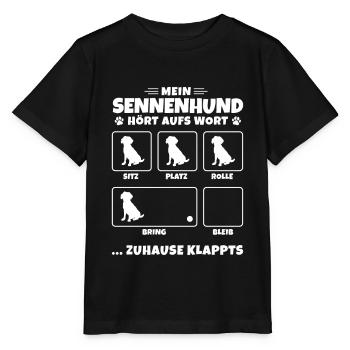 Schweizer Sennenhund Bauernhund Alm - Hundetricks - Stanley/Stella Kinder T-Shirt MINI CREATOR  - Schwarz - Vorne - Mikhail (115cm)