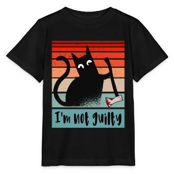 Ich bin unschuldig, Katze mit blutiger Axt - Stanley/Stella Kinder T-Shirt MINI CREATOR  - Schwarz - Vorne - Mikhail (115cm)