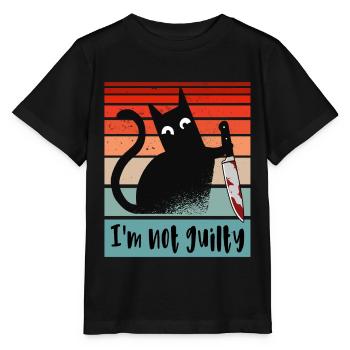 Ich bin unschuldig, Katze mit blutigem Messer - Stanley/Stella Kinder T-Shirt MINI CREATOR  - Schwarz - Vorne - Mikhail (115cm)