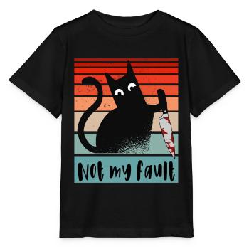 Pas ma faute, chat innocent avec un couteau - T-shirt bio MINI CREATOR Stanley/Stella Enfant - noir - Devant - Mikhail (115cm)