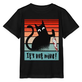 Ce n’est pas le mien, chat innocent avec un couteau - T-shirt bio MINI CREATOR Stanley/Stella Enfant - noir - Devant - Mikhail (115cm)