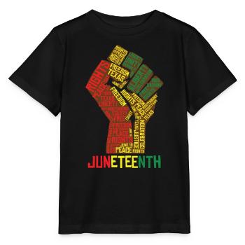 Juneteenth Texas Liberty Peace Celebration - Stanley/Stella Kinder T-Shirt MINI CREATOR  - Schwarz - Vorne - Mikhail (115cm)