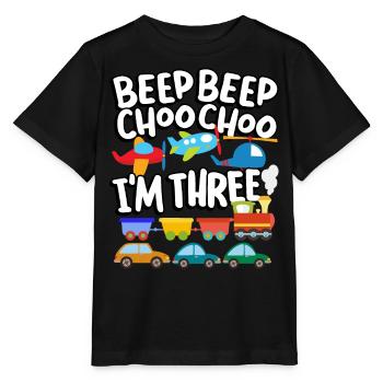 Beep Beep Choo Choo I'm Three Toy Train Car 3. - Stanley/Stella MINI CREATOR Kids’ T-Shirt - black - Front - Mikhail (115cm)