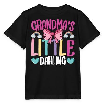 Grandma's Little Darling Kiddie Ribbon Hearts - Stanley/Stella Kinder T-Shirt MINI CREATOR  - Schwarz - Vorne - Mikhail (115cm)