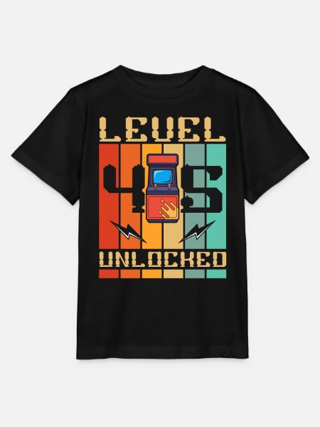 Niveau 45 Machine d’arcade débloquée Gamer 45. - T-shirt bio MINI CREATOR Stanley/Stella Enfant - noir