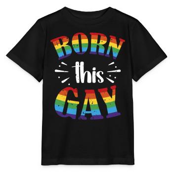Né ce drapeau de la Gay Pride arc-en-ciel - T-shirt bio MINI CREATOR Stanley/Stella Enfant - noir - Devant - Mikhail (115cm)