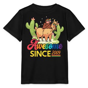 Awesome Since 2009 Year of birth sheep anniversary - Stanley/Stella MINI CREATOR Kids’ T-Shirt - black - Front - Mikhail (115cm)