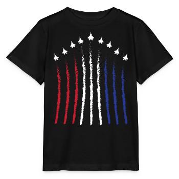 Jet Plane 4 juillet | Quatrième de juillet Tee | 4ème de - T-shirt bio MINI CREATOR Stanley/Stella Enfant - noir - Devant - Mikhail (115cm)
