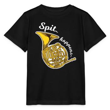 Horn French horn | Spit Happens - Stanley/Stella MINI CREATOR Kids’ T-Shirt - black - Front - Mikhail (115cm)