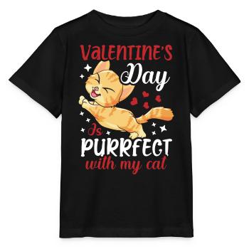 Valentine's Day Ist Purrfect Mit Meinem - Stanley/Stella Kinder T-Shirt MINI CREATOR  - Schwarz - Vorne - Mikhail (115cm)