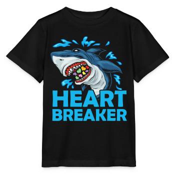 Heartbreaker Shark Anti-valentine's Day Solo Celebration - Stanley/Stella MINI CREATOR Kids’ T-Shirt - black - Front - Mikhail (115cm)