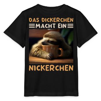 Das Dickerchen Macht Ein Nickerchen Morgenmuffel - Stanley/Stella Kinder T-Shirt MINI CREATOR  - Schwarz - Vorne - Mikhail (115cm)
