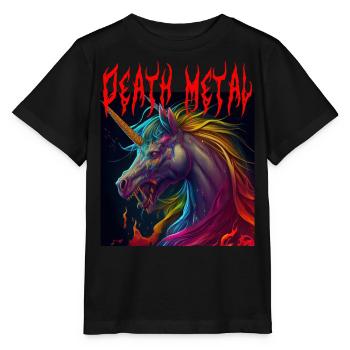 Death Metal Einhorn Rosa - Stanley/Stella Kinder T-Shirt MINI CREATOR  - Schwarz - Vorne - Mikhail (115cm)