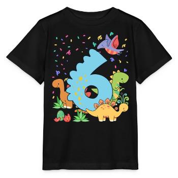 Herde Von Niedlichen Dinosauriern 6. Geburtstag 6 - Stanley/Stella Kinder T-Shirt MINI CREATOR  - Schwarz - Vorne - Mikhail (115cm)