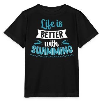 Life Is Better With Swimming Sportsman - Stanley/Stella MINI CREATOR Kids’ T-Shirt - black - Front - Mikhail (115cm)