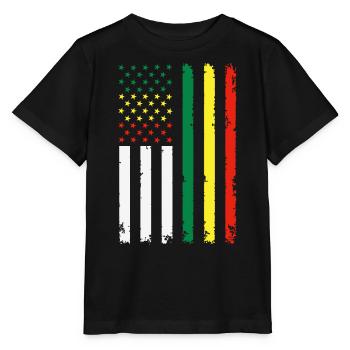 Drapeau de l’indépendance américaine Juneteenth - T-shirt bio MINI CREATOR Stanley/Stella Enfant - noir - Devant - Mikhail (115cm)