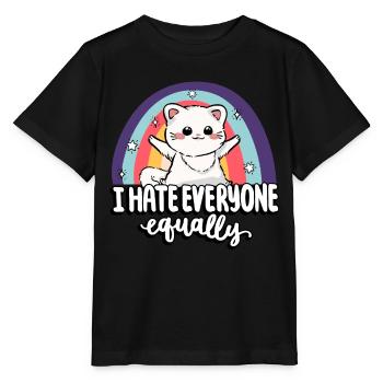I hate everyone equally cute cat people - Stanley/Stella MINI CREATOR Kids’ T-Shirt - black - Front - Mikhail (115cm)