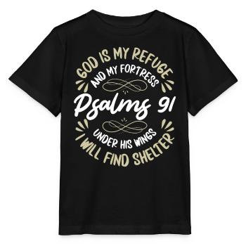 Dieu est mon refuge et ma forteresse Psaumes - T-shirt bio MINI CREATOR Stanley/Stella Enfant - noir - Devant - Mikhail (115cm)