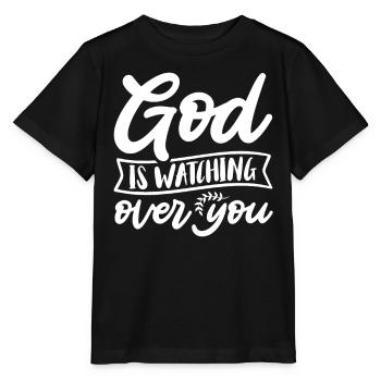 Dieu veille sur toi Jésus religieusement chrétien - T-shirt bio MINI CREATOR Stanley/Stella Enfant - noir - Devant - Mikhail (115cm)