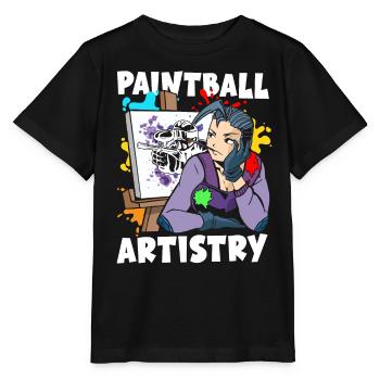 Paintball Artistik Malerei Dekoration Teamsport - Stanley/Stella Kinder T-Shirt MINI CREATOR  - Schwarz - Vorne - Mikhail (115cm)