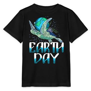 Jour de la Terre Mère Nature Tortue de mer - T-shirt bio MINI CREATOR Stanley/Stella Enfant - noir - Devant - Mikhail (115cm)