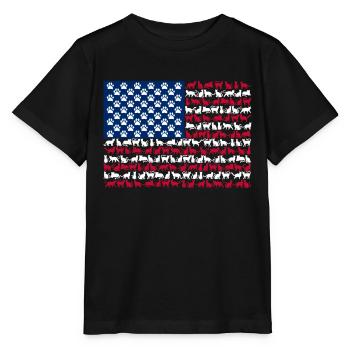 Drapeau américain Pattes de chat animal mignon - T-shirt bio MINI CREATOR Stanley/Stella Enfant - noir - Devant - Mikhail (115cm)