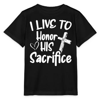 Je vis pour honorer Son sacrifice Croyez Dieu - T-shirt bio MINI CREATOR Stanley/Stella Enfant - noir - Devant - Mikhail (115cm)