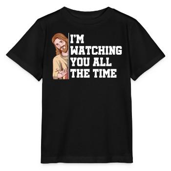 Je te regarde tout le temps Crois Dieu - T-shirt bio MINI CREATOR Stanley/Stella Enfant - noir - Devant - Mikhail (115cm)