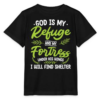 Gott Ist Meine Zuflucht Und Meine Festung - Stanley/Stella Kinder T-Shirt MINI CREATOR  - Schwarz - Vorne - Mikhail (115cm)