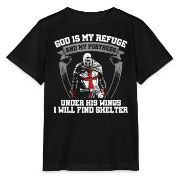 Gott Ist Meine Zuflucht Tempelritter Christlicher - Stanley/Stella Kinder T-Shirt MINI CREATOR  - Schwarz - Vorne - Mikhail (115cm)