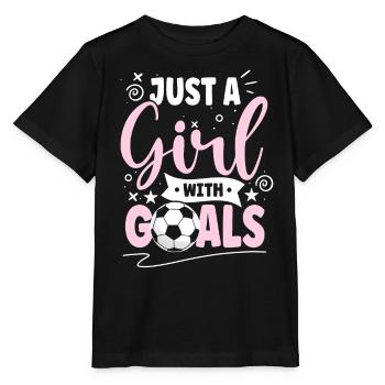 Just A Girl With Goals Soccer Player Sports - Stanley/Stella MINI CREATOR Kids’ T-Shirt - black - Front - Mikhail (115cm)