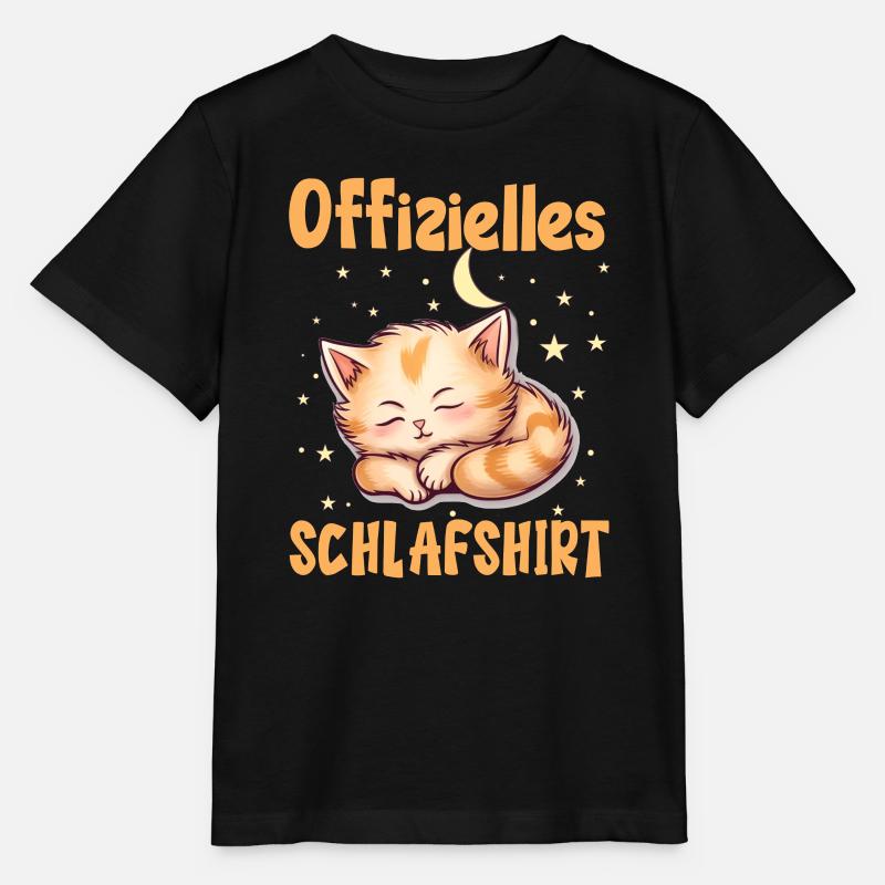 Offizielles Schlafshirt Schlafende Katze - Stanley/Stella Kinder T-Shirt MINI CREATOR  - Schwarz