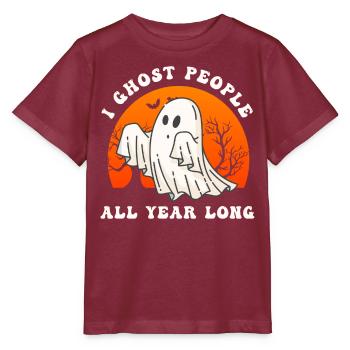 Halloween I Ghost People All Year Long - Stanley/Stella MINI CREATOR Kids’ T-Shirt - burgundy - Front - Kain (125cm)