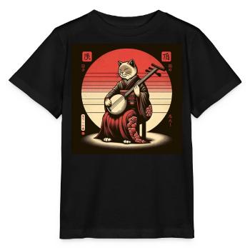 Sunset Musician Papyrus Scroll Japanese - Stanley/Stella MINI CREATOR Kids’ T-Shirt - black - Front - Mikhail (115cm)