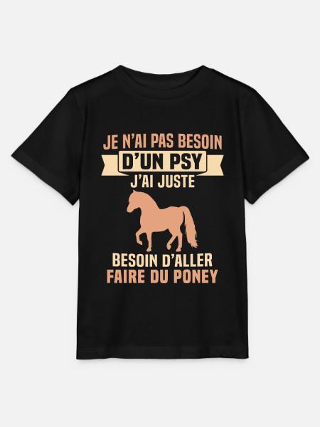 cadeau cheval poney besoin d'aller faire du poney - T-shirt bio MINI CREATOR Stanley/Stella Enfant - noir