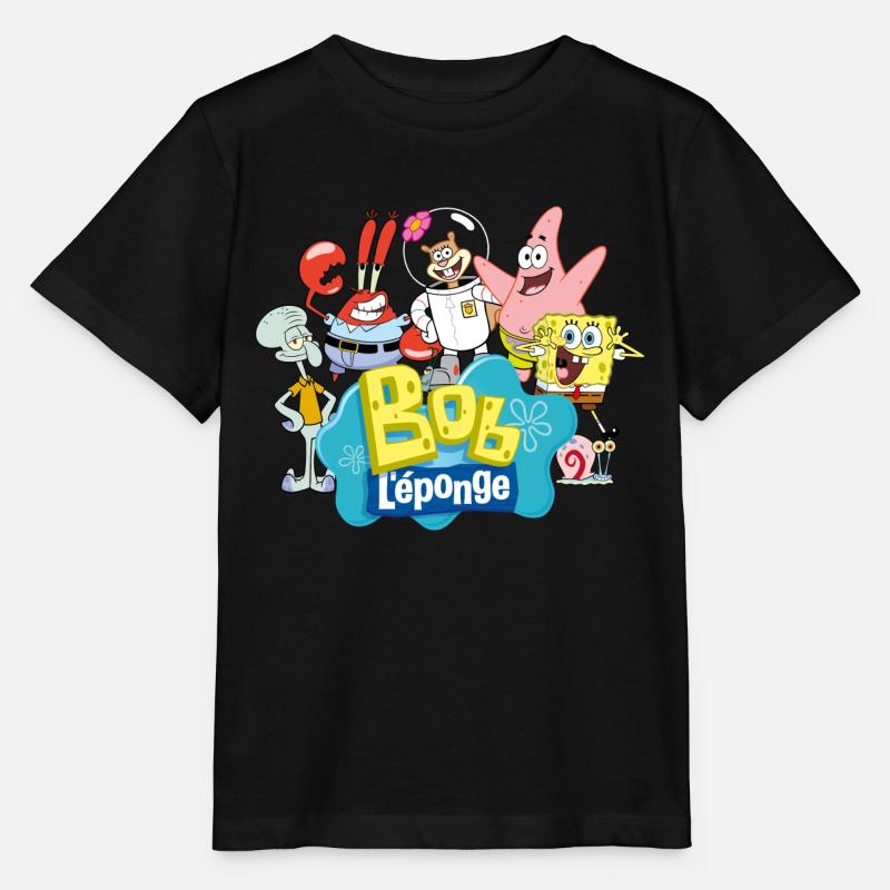 Bob l'Éponge Spongebob Patrick Sandy Krabs Carlo - T-shirt bio MINI CREATOR Stanley/Stella Enfant - noir