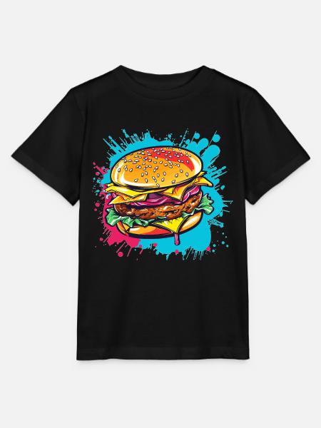 Bunter Cheeseburger Popart - Stanley/Stella Kinder T-Shirt MINI CREATOR  - Schwarz