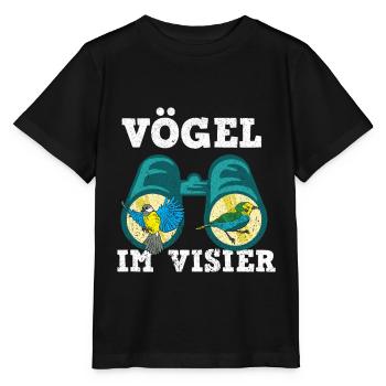 Birds watching binoculars Ornithology - Stanley/Stella MINI CREATOR Kids’ T-Shirt - black - Front - Mikhail (115cm)