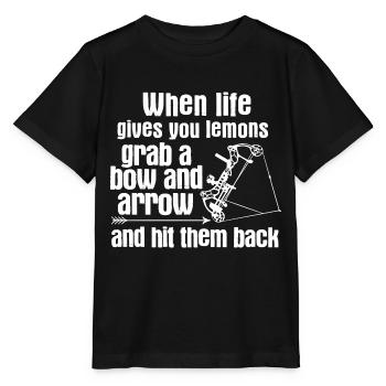 Bogenschießen Archery - Stanley/Stella Kinder T-Shirt MINI CREATOR  - Schwarz - Vorne - Mikhail (115cm)