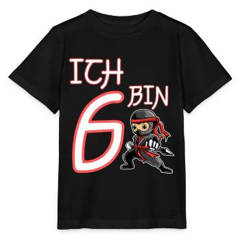 Ich bin 6 Ninja Geburtstag 6.Geburtstag - Stanley/Stella Kinder T-Shirt MINI CREATOR  - Schwarz - Vorne - Mikhail (115cm)