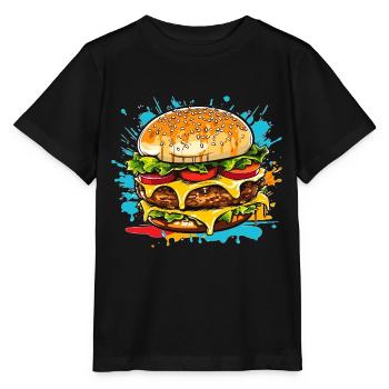 Cheeseburger Splash - Stanley/Stella Kinder T-Shirt MINI CREATOR  - Schwarz - Vorne - Mikhail (115cm)
